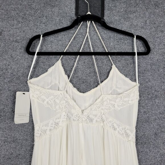NWT ZARA White Crochet Lace Dress LWD Romantic Feminine Angelcore SIZE LARGE - Picture 6 of 15